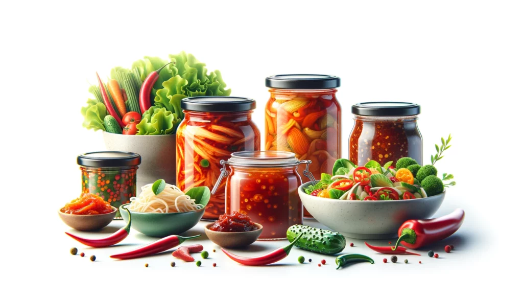 Spice Haven product range — jars of spice jams, chili jams and kimchi